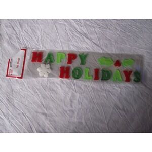 NEW HAPPY HOLIDAYS Winter window Gel Clings 17 pcs Snowflake Holly Decorations